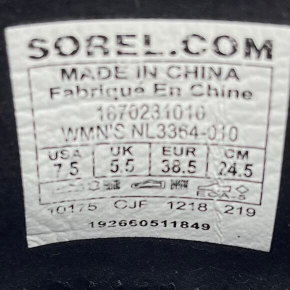 Sorel Women’s 7.5 / 38.5 Black Leather Zip JOAN OF ARCTIC WEDGE II ZIP WP NL3364 - Picture 9 of 9